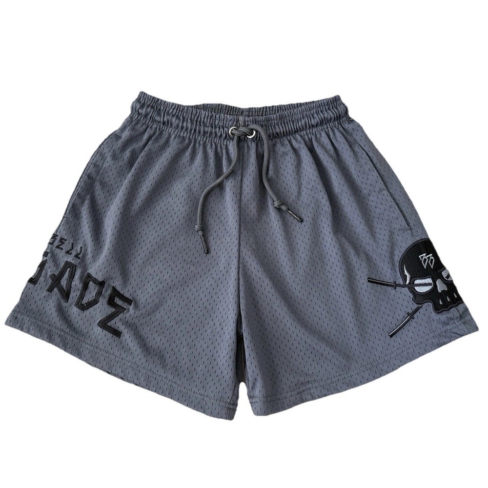 Barbell Brigade Block Mesh Shorts Men's S Grey Skull Activewear Lifestyle Lined